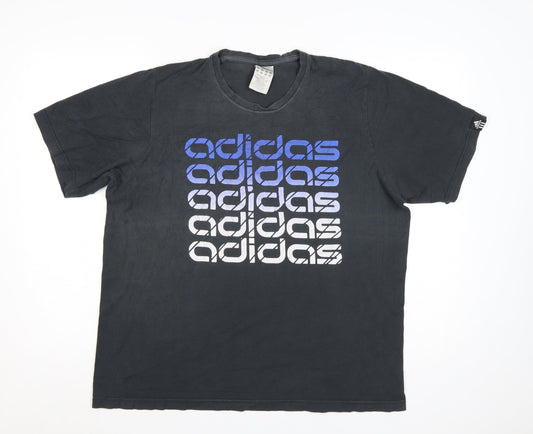 Adidas Men's Black Graphic Print T-Shirt Size L Cotton Blend