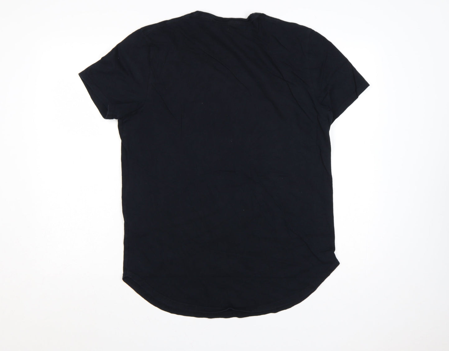 Hollister Men's Black Graphic Print Crew Neck Cotton T-Shirt L