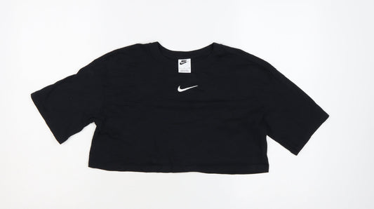 Nike Women's Black Cropped T-Shirt Small Relaxed Fit Sports Top