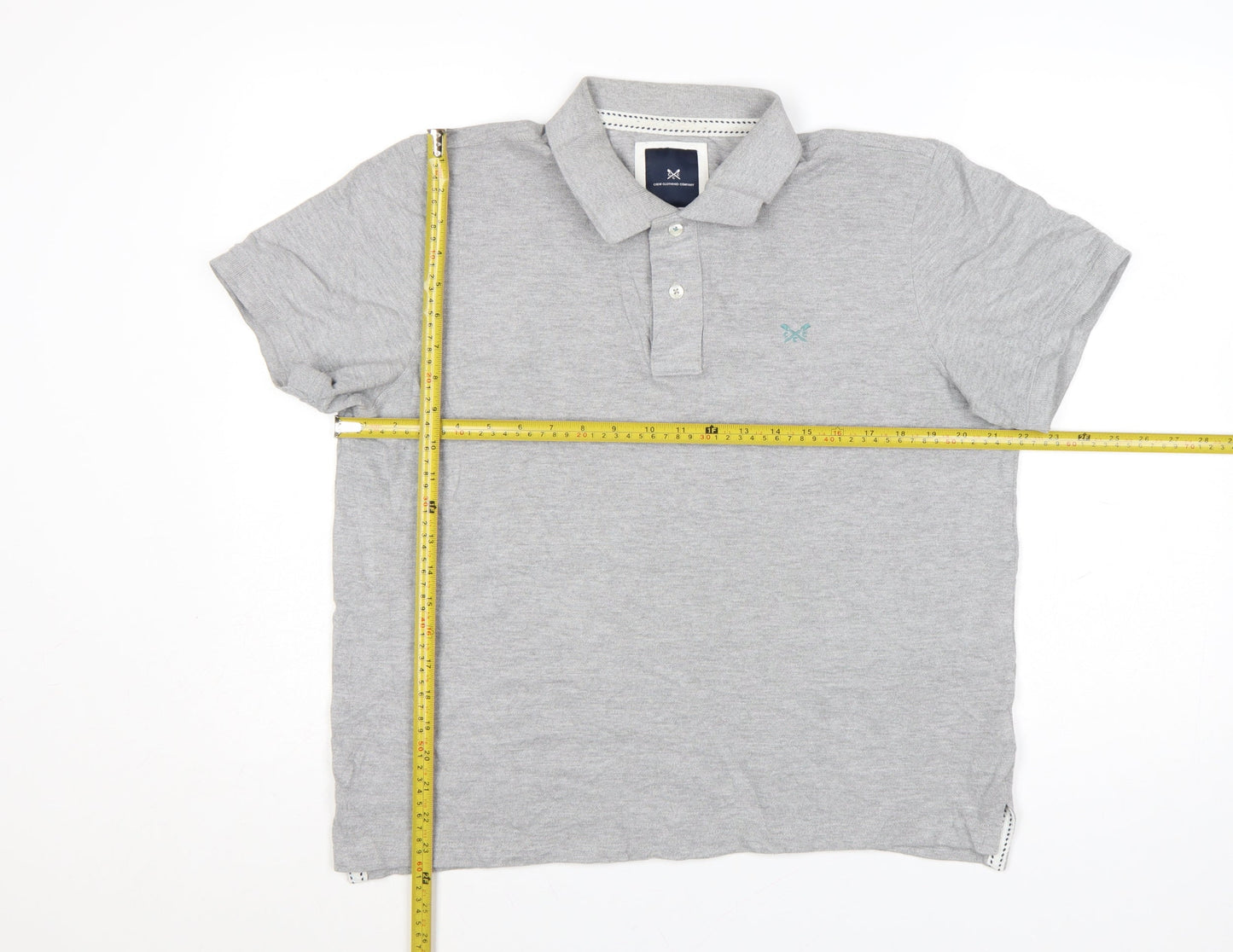 Crew Clothing Company Men's Grey Polo Shirt L Regular Fit Cotton Blend