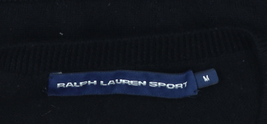 Ralph Lauren Women Black V-Neck Merino Wool Jumper M