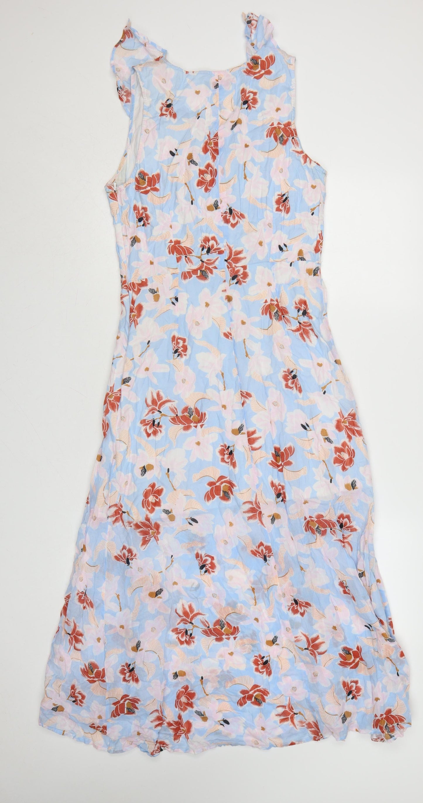Great Plains Women’s Blue Floral A-Line Midi Cotton Dress Size 12