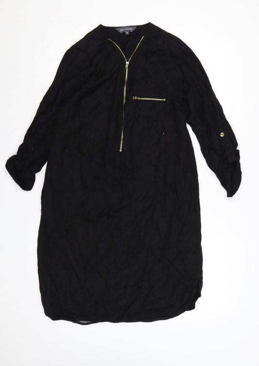 Sosandar Women’s Black Knee Length Zip Shirt Dress Size 10