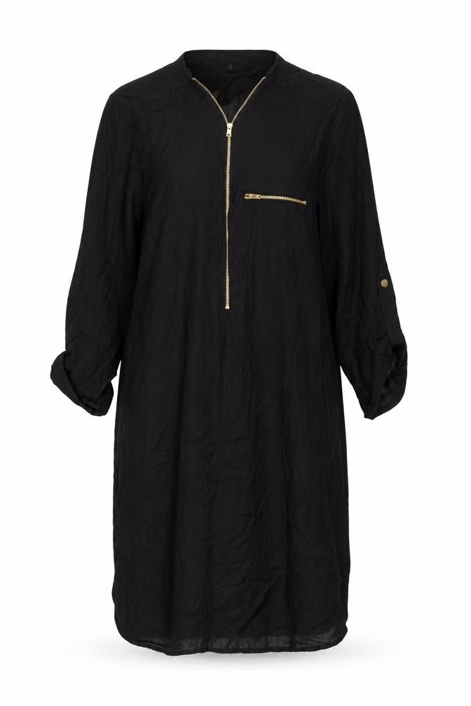Sonsandar Women’s Black Knee Length Zip Shirt Dress Size 10