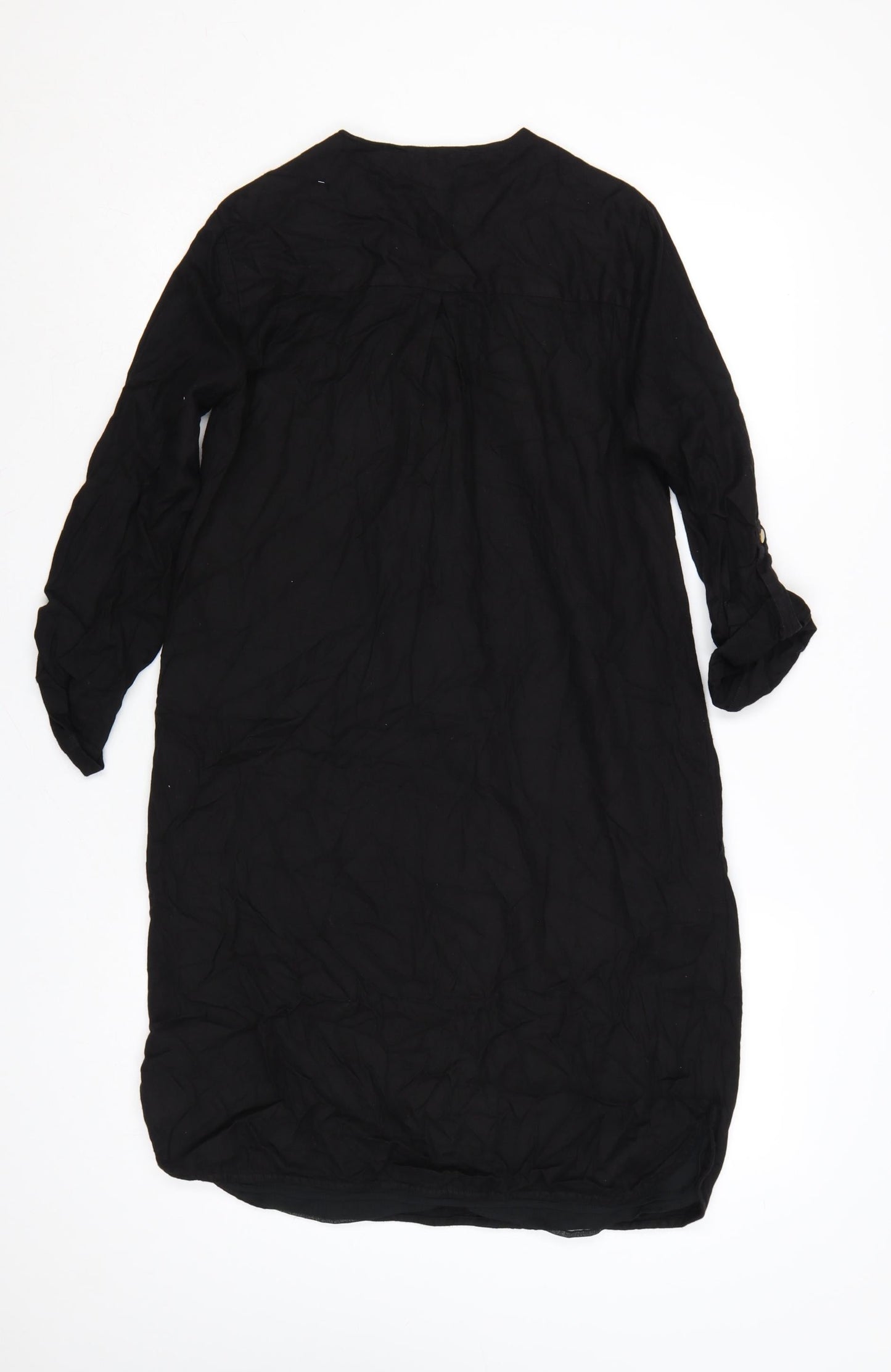 Sosandar Women’s Black Knee Length Zip Shirt Dress Size 10