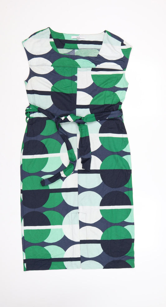 Next Women’s Multicoloured Geometric Belted Sleeveless Sheath Dress Size 12