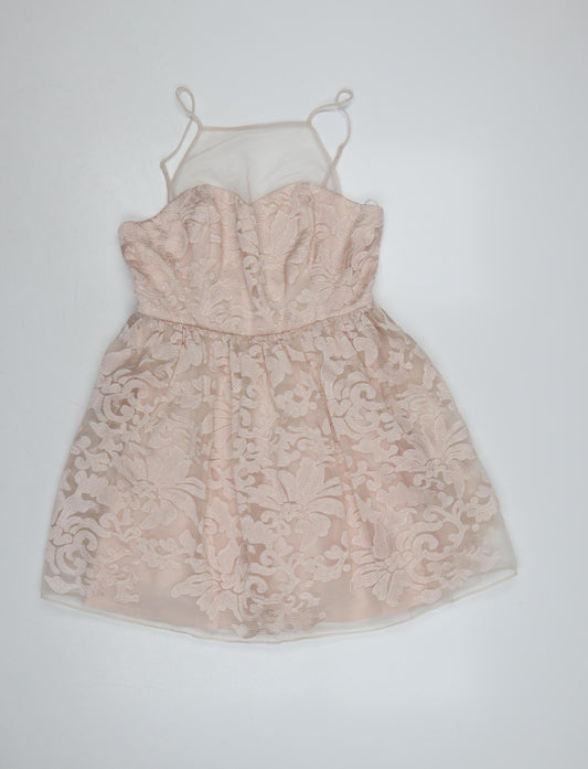 Lipsy Women’s Beige Lace Fit & Flare Dress UK 12