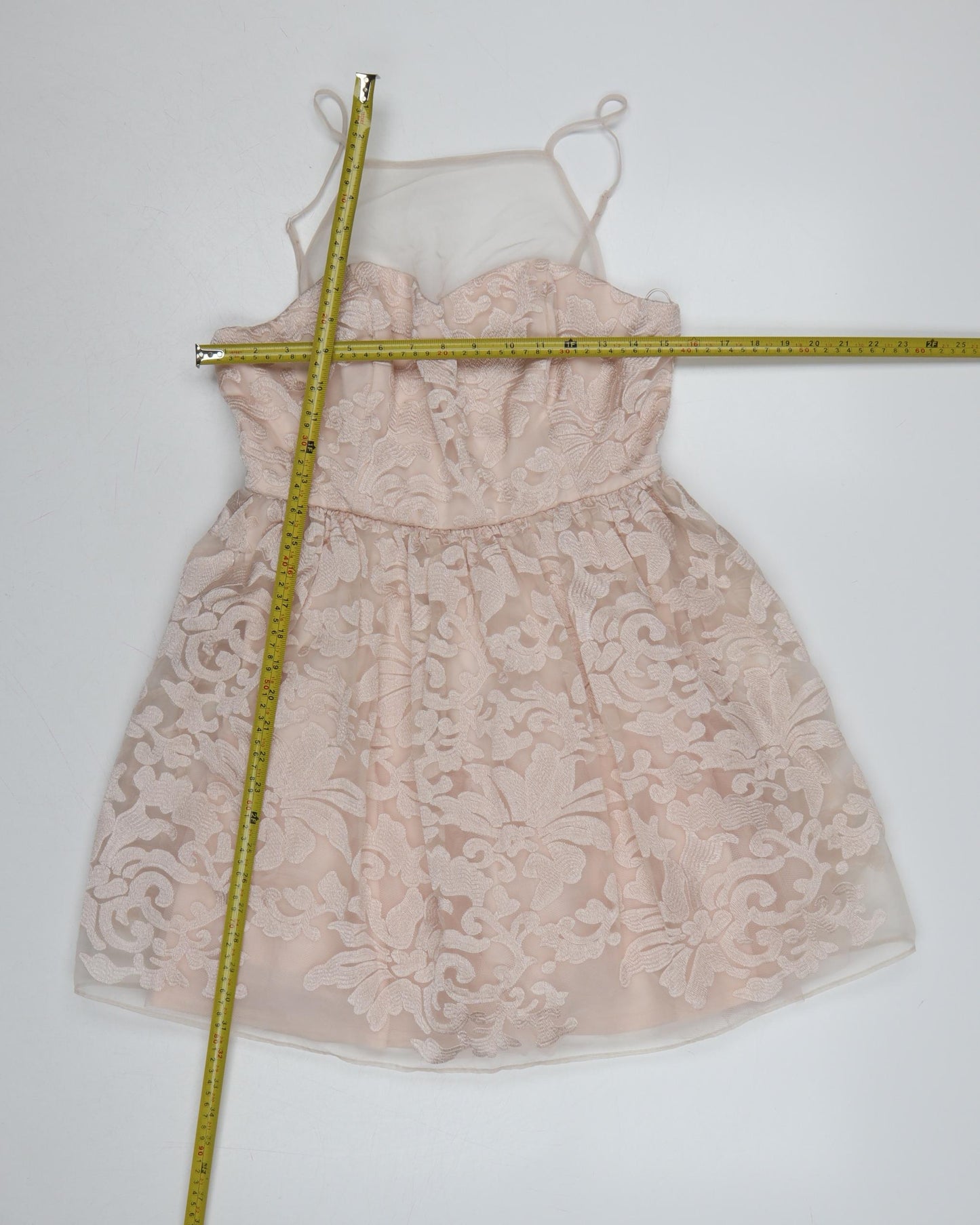 Lipsy Women’s Beige Lace Fit & Flare Dress UK 12