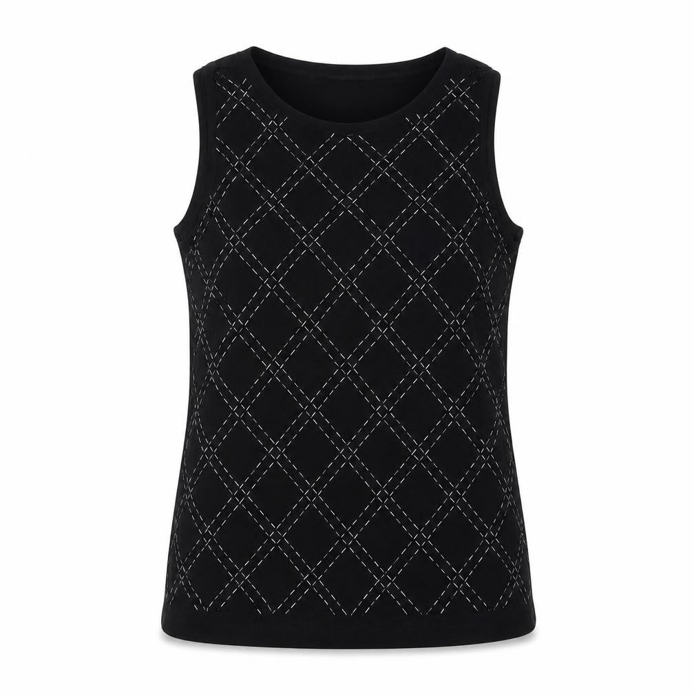 Marks & Spencer Women’s Black Sleeveless Argyle Tank Top UK 16