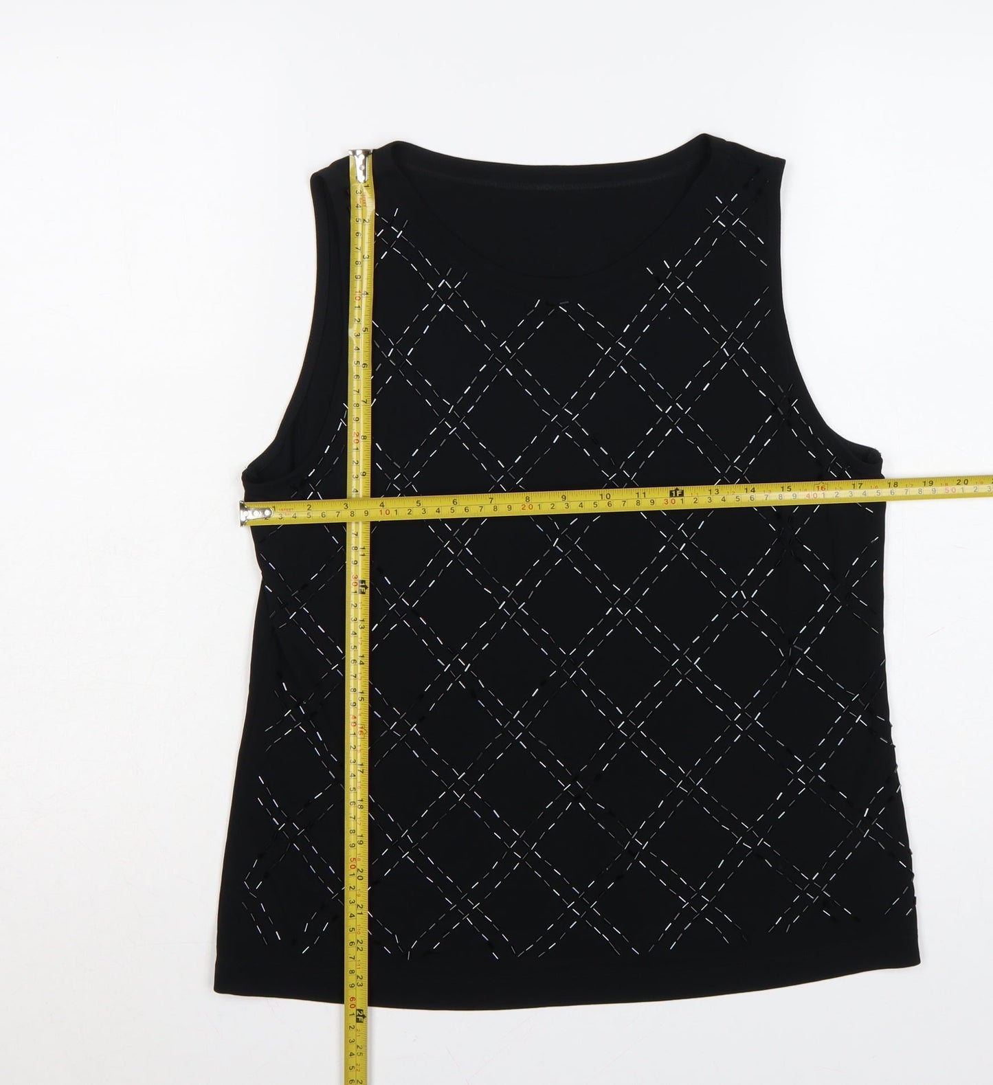 Marks and Spencer Women’s Black Sleeveless Argyle Tank Top UK 16