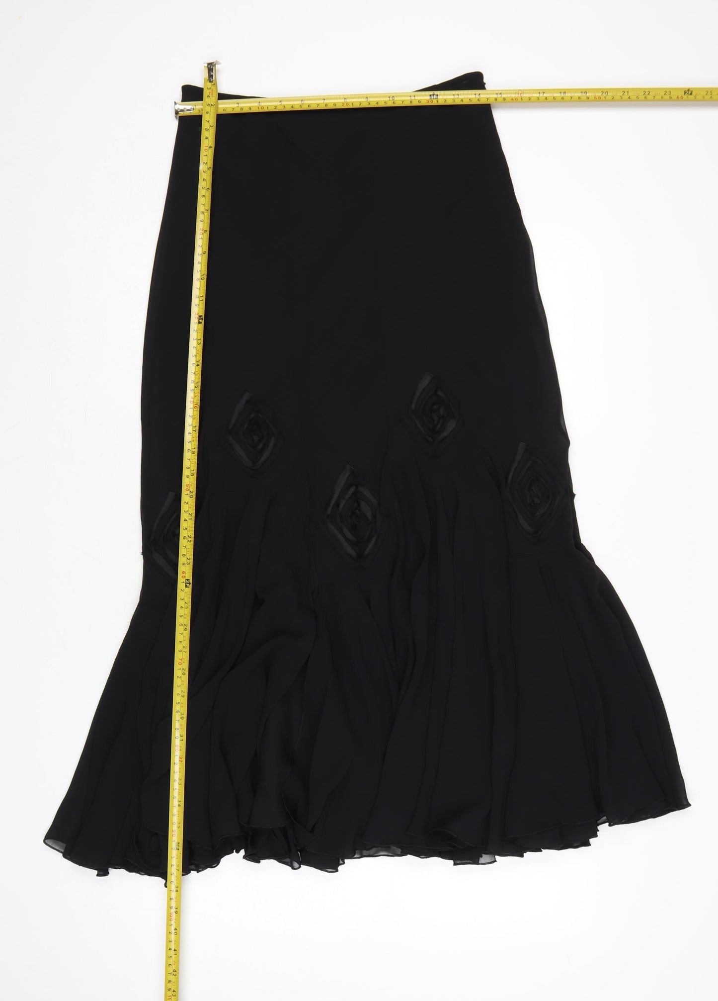 Marks and Spencer Womens Black Size 10 Flared Midi Chiffon Skirt