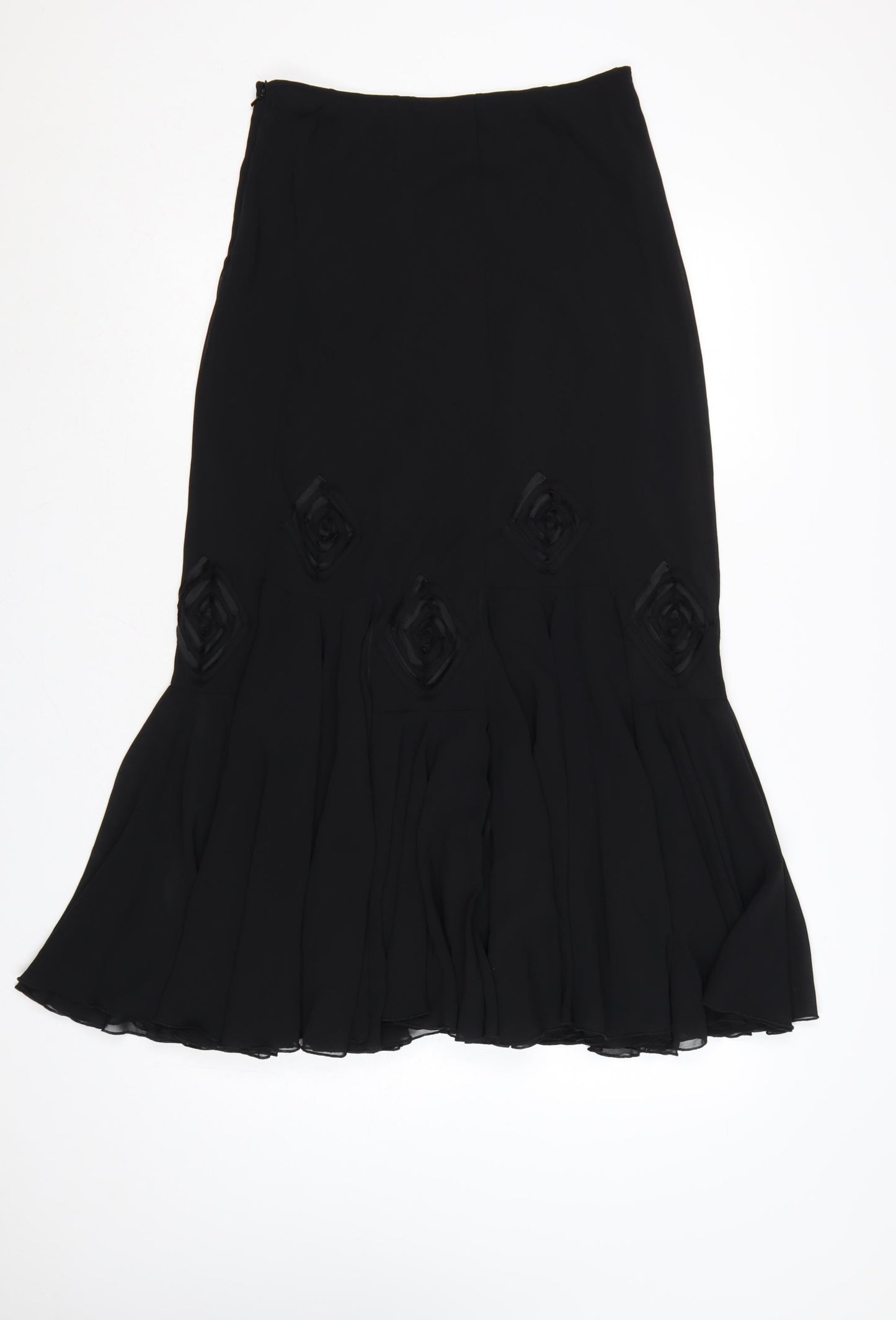 Marks and Spencer Womens Black Size 10 Flared Midi Chiffon Skirt