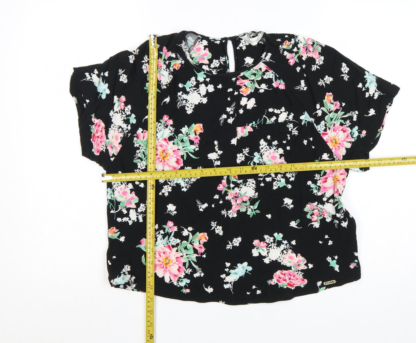 Marks and Spencer Women’s Black Floral Viscose Blouse Size 14