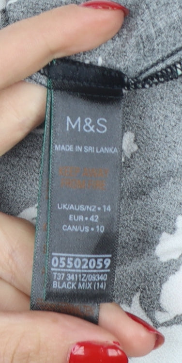 Marks and Spencer Women’s Black Floral Viscose Blouse Size 14