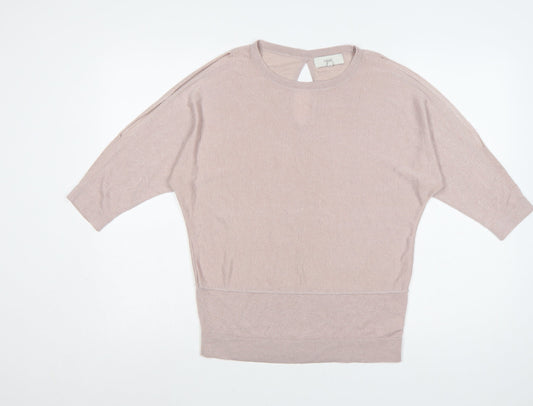 Next Women's Beige Relaxed Fit 3/4 Sleeve Jumper Size 10