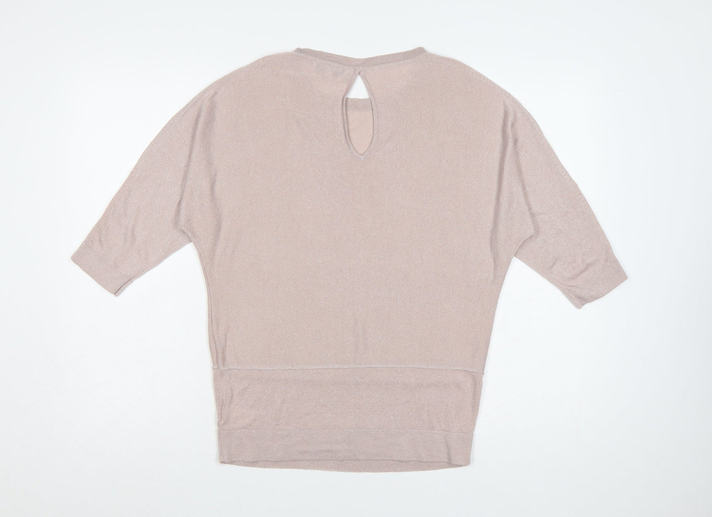 Next Women's Beige Relaxed Fit 3/4 Sleeve Jumper Size 10