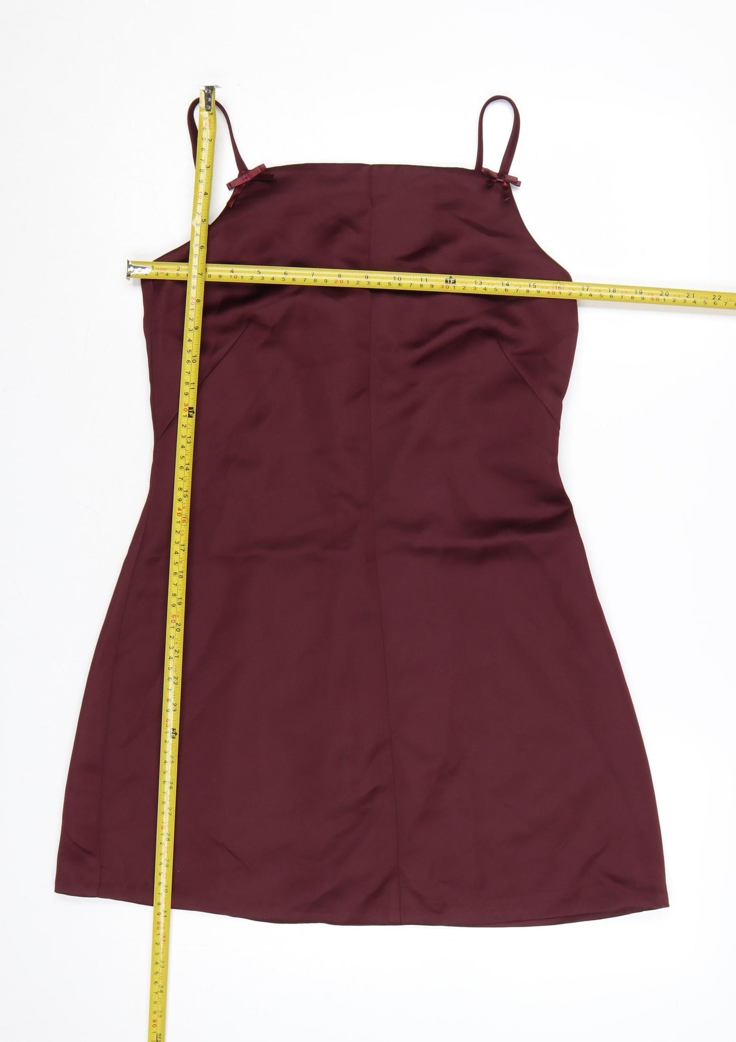 H&M Divided Women Red Size 8 Short Slip Dress Sleeveless Zip Party