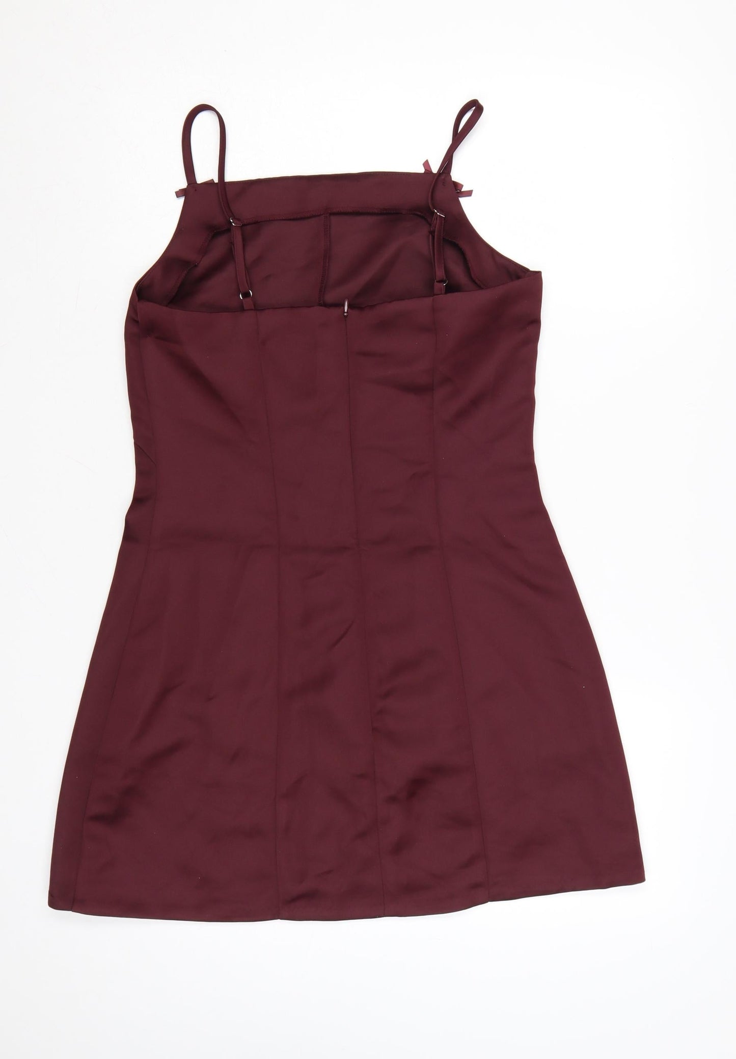 H&M Divided Women Red Size 8 Short Slip Dress Sleeveless Zip Party