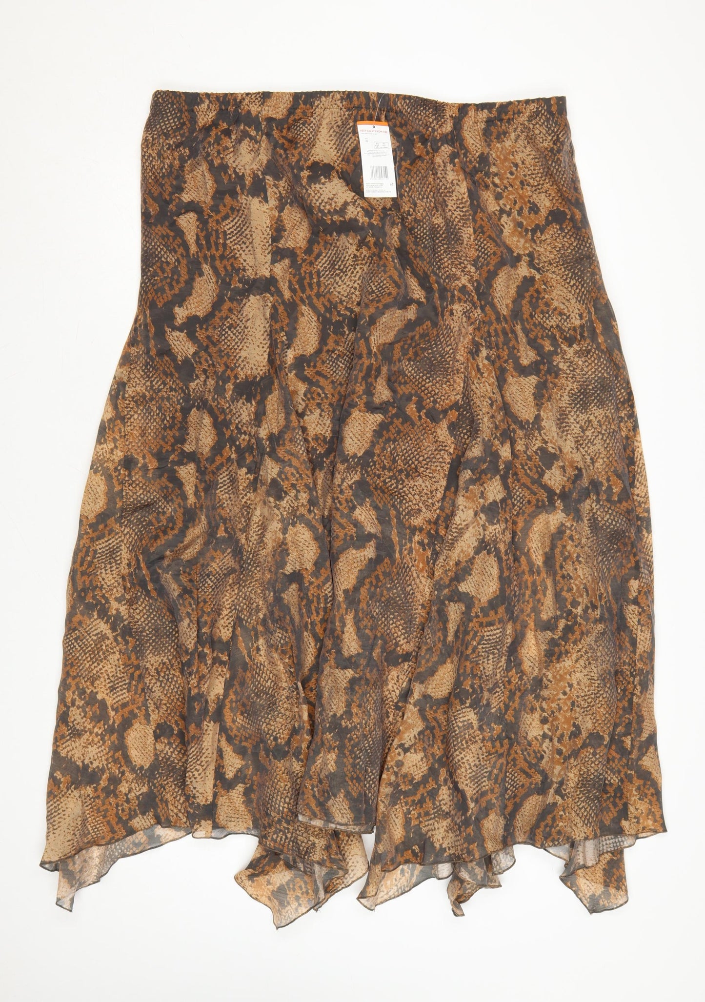 F&F Women’s Brown Animal Print Midi A-Line Skirt Size 20
