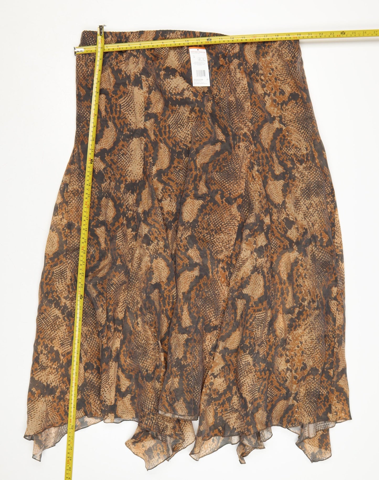F&F Women’s Brown Animal Print Midi A-Line Skirt Size 20