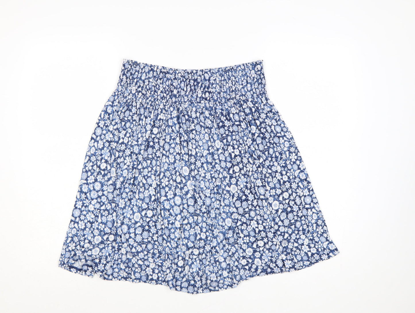 Uniqlo Women's Blue Floral A-Line Elastic Waist Short Skirt L