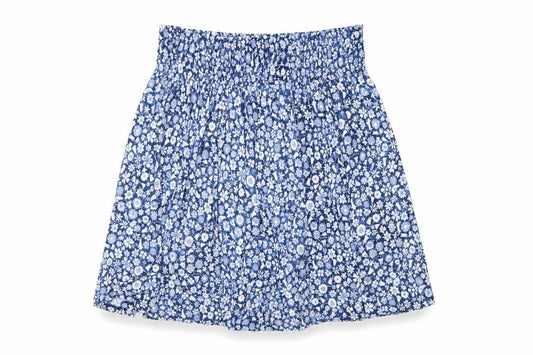 Uniqlo Women's Blue Floral A-Line Elastic Waist Short Skirt L