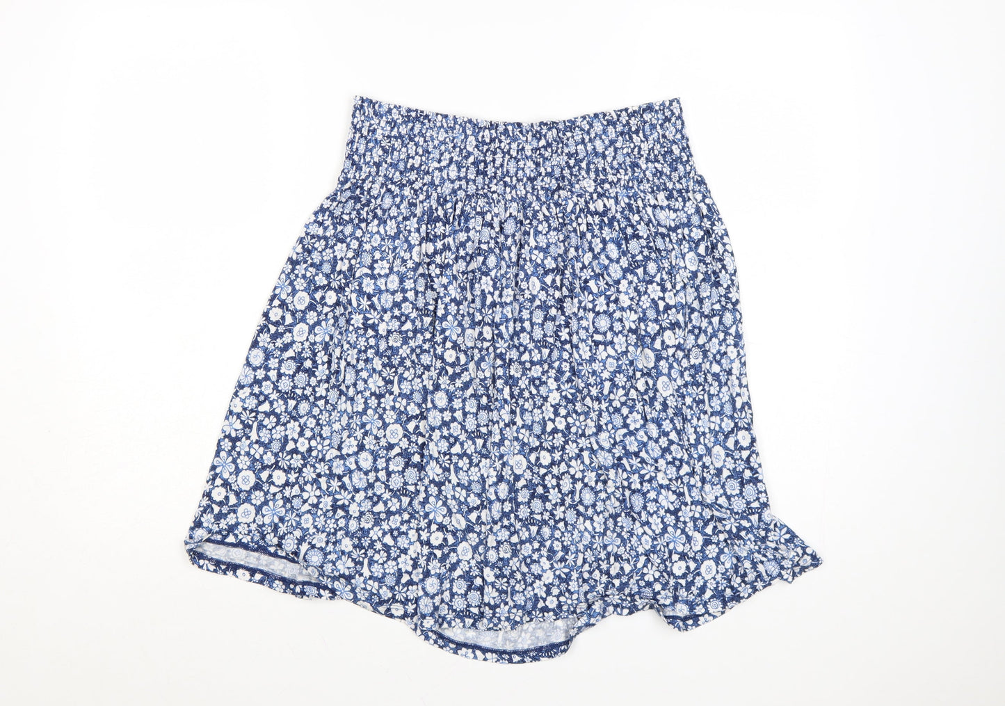 Uniqlo Women's Blue Floral A-Line Elastic Waist Short Skirt L