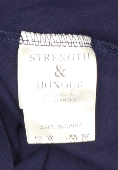 Strength & Honour Men's Blue Cotton Polo Shirt Size M