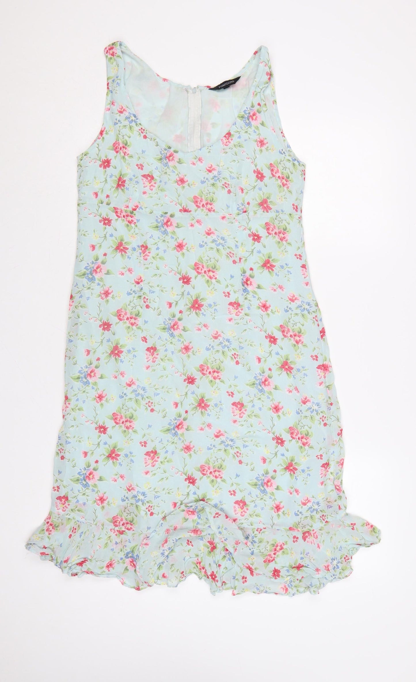 Pomodoro Women Blue Floral Sleeveless Shift Dress Size 14