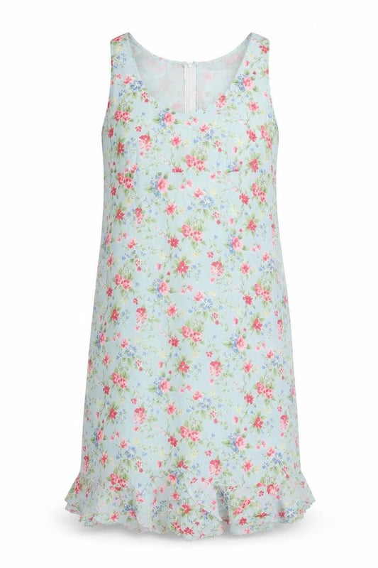 Pomodoro Women Blue Floral Sleeveless Shift Dress Size 14