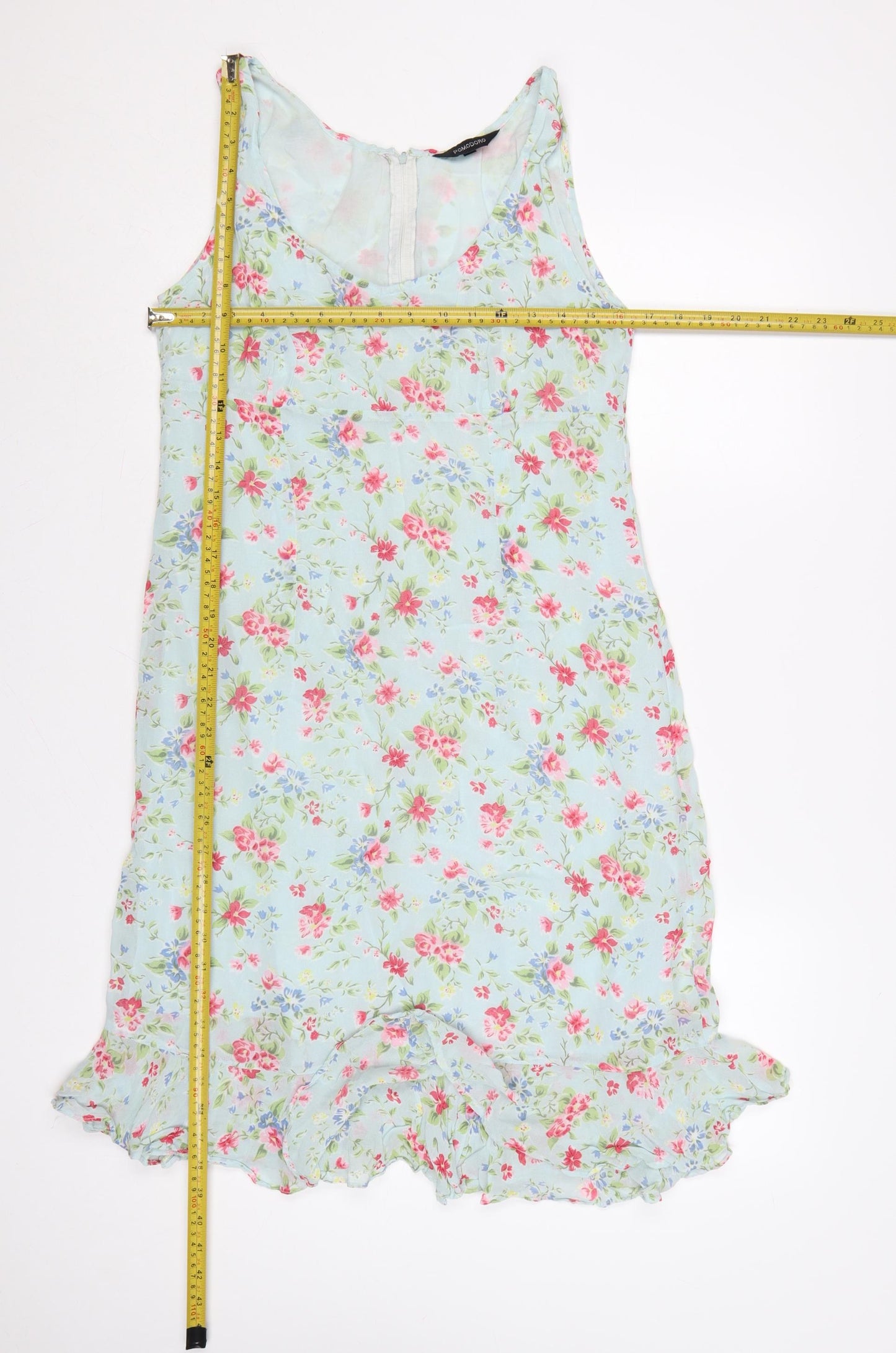 Pomodoro Women Blue Floral Sleeveless Shift Dress Size 14