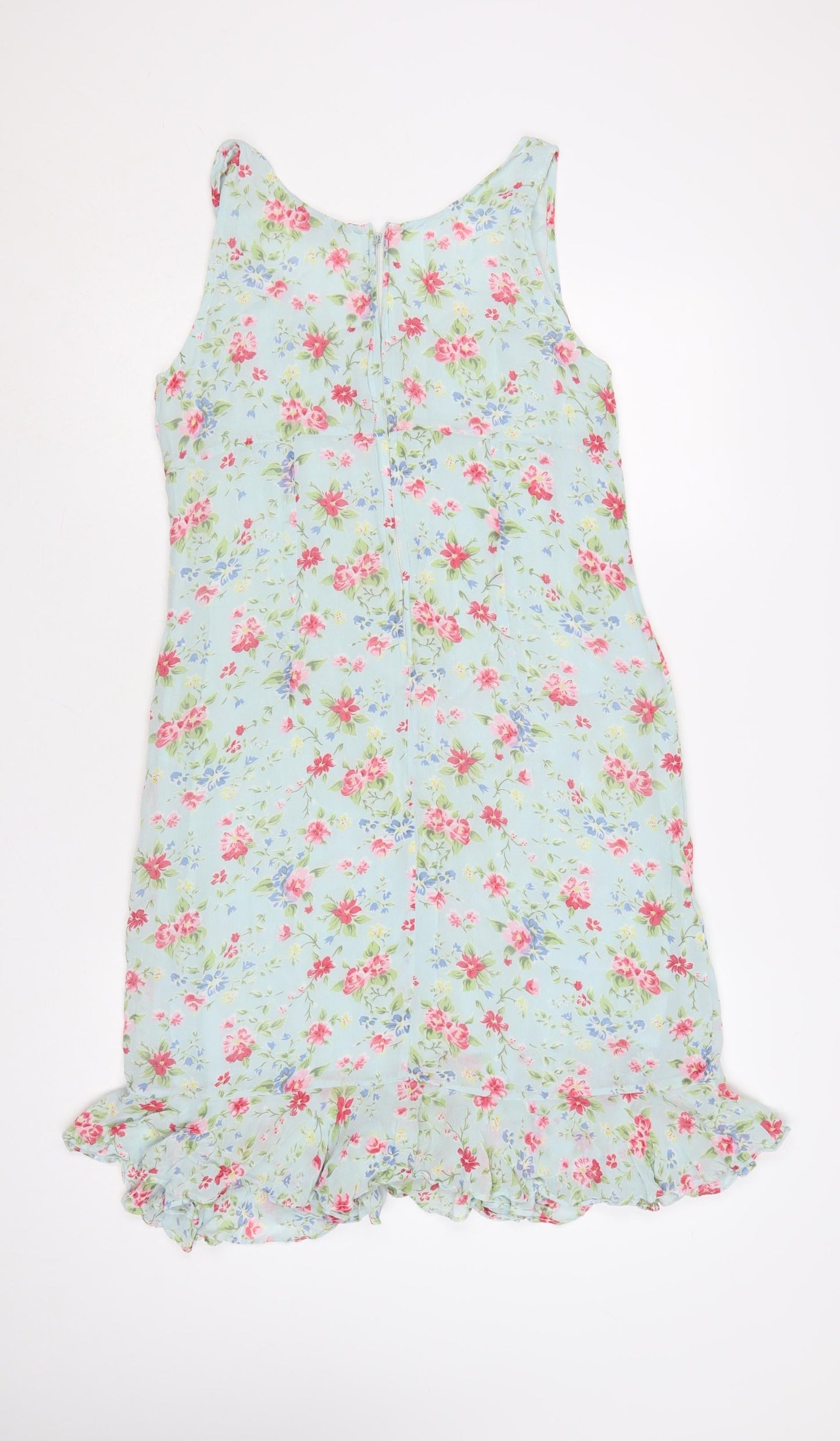 Pomodoro Women Blue Floral Sleeveless Shift Dress Size 14