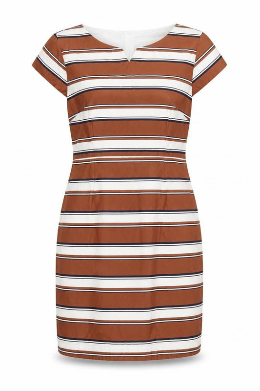 Izabel London Women’s Brown Striped Sheath Knee Length Dress Size 14