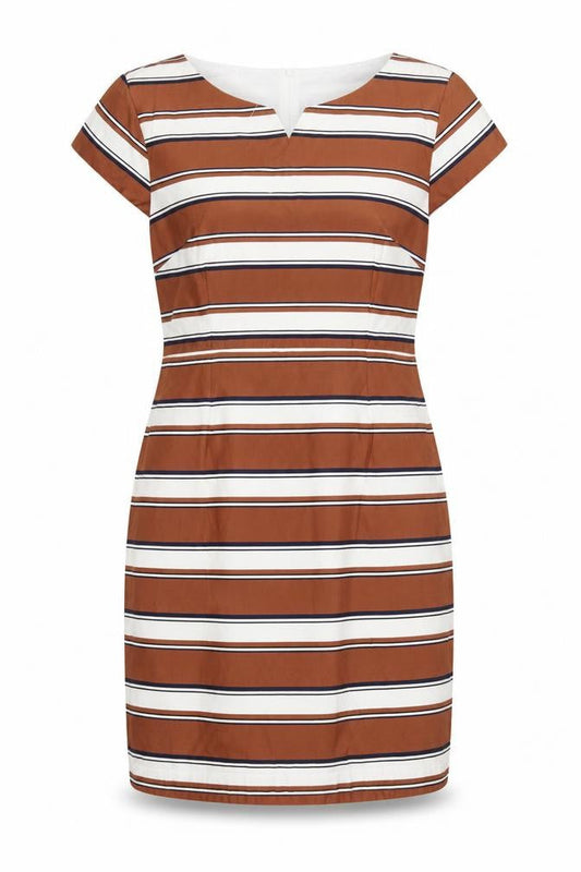 Izabel London Women’s Brown Striped Sheath Knee Length Dress Size 14