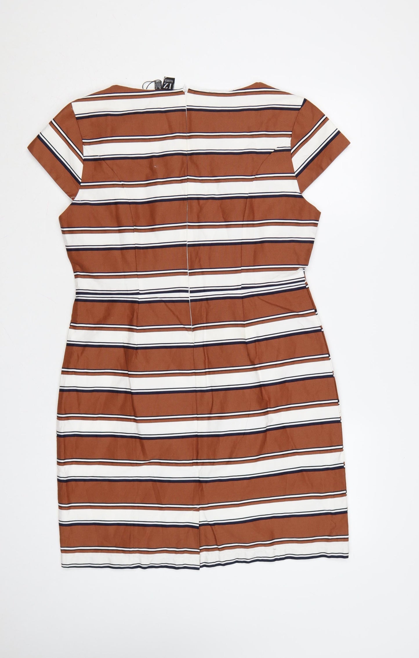 Izabel London Women’s Brown Striped Sheath Knee Length Dress Size 14