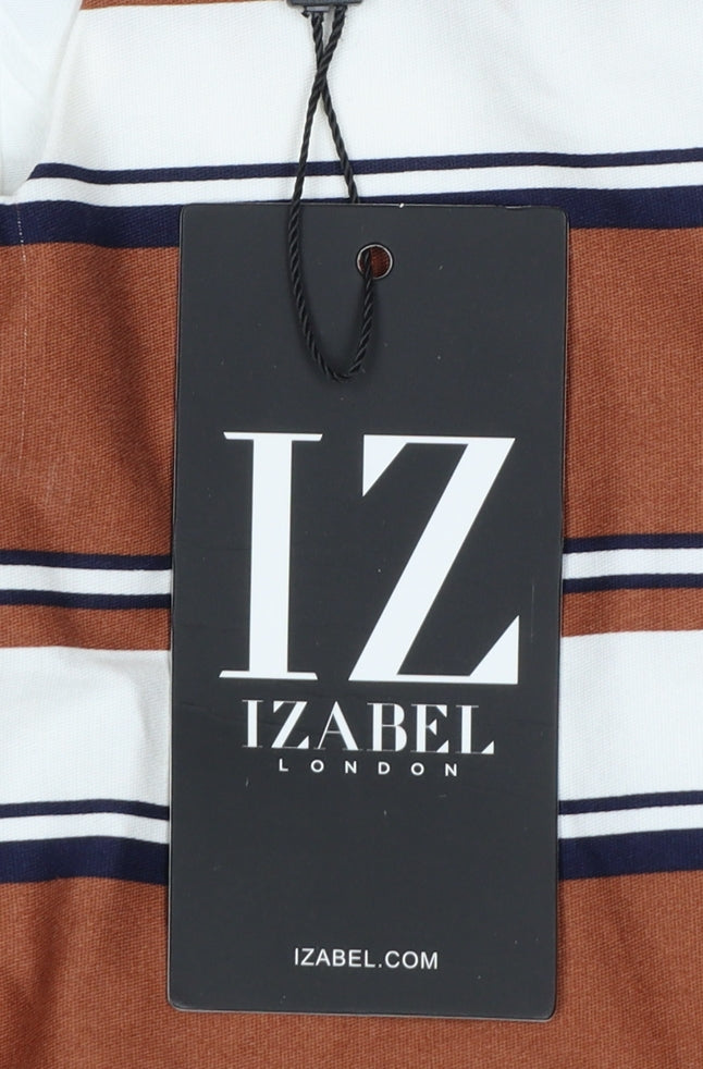 Izabel London Women’s Brown Striped Sheath Knee Length Dress Size 14