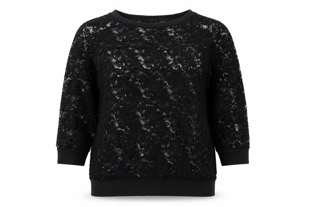 Next Women’s Black Lace Tunic Blouse Size 14 3/4 Sleeve