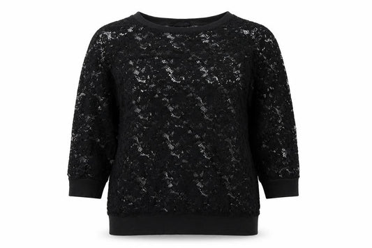 Next Women’s Black Lace Tunic Blouse Size 14 3/4 Sleeve