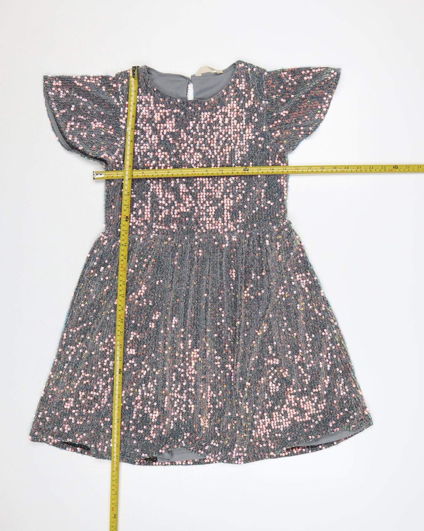 John Lewis Girls Grey Sequin Fit & Flare Party Dress Age 12 Years