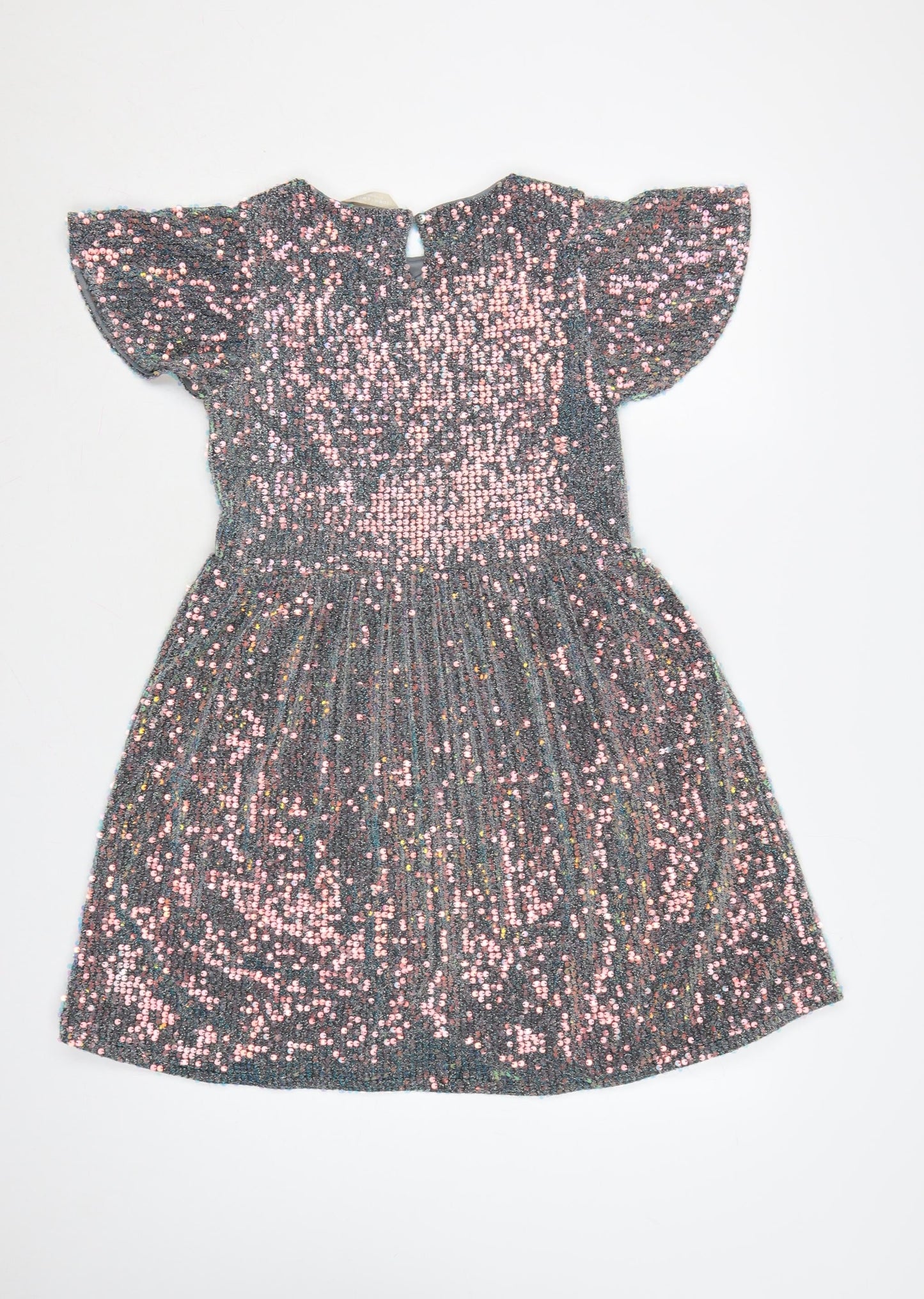 John Lewis Girls Grey Sequin Fit & Flare Party Dress Age 12 Years