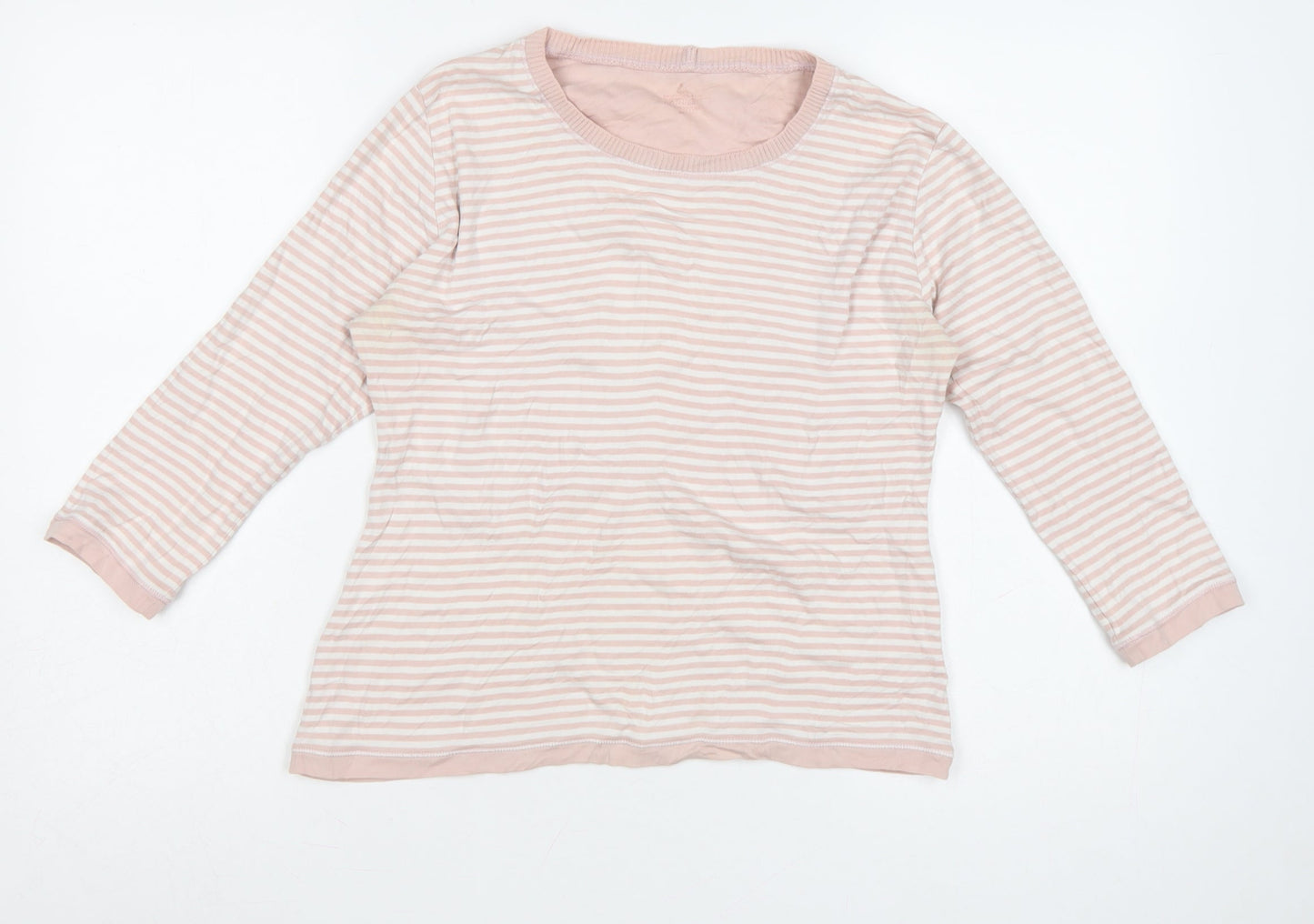 Springfield Womens Pink Striped Pima Cotton Long Sleeve T-Shirt Medium
