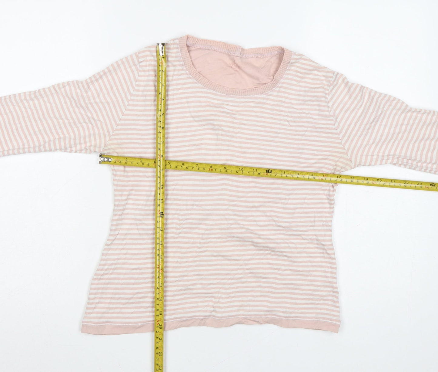 Springfield Womens Pink Striped Pima Cotton Long Sleeve T-Shirt Medium
