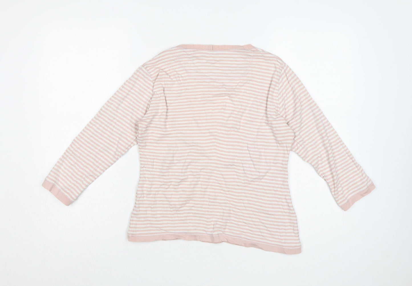 Springfield Womens Pink Striped Pima Cotton Long Sleeve T-Shirt Medium
