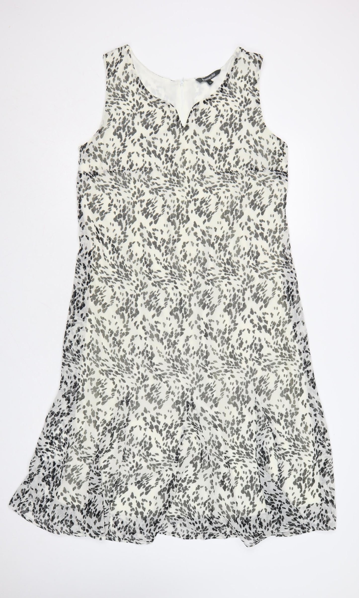 Bonmarché Women’s Grey Animal Print Sleeveless A-Line Dress Size 14