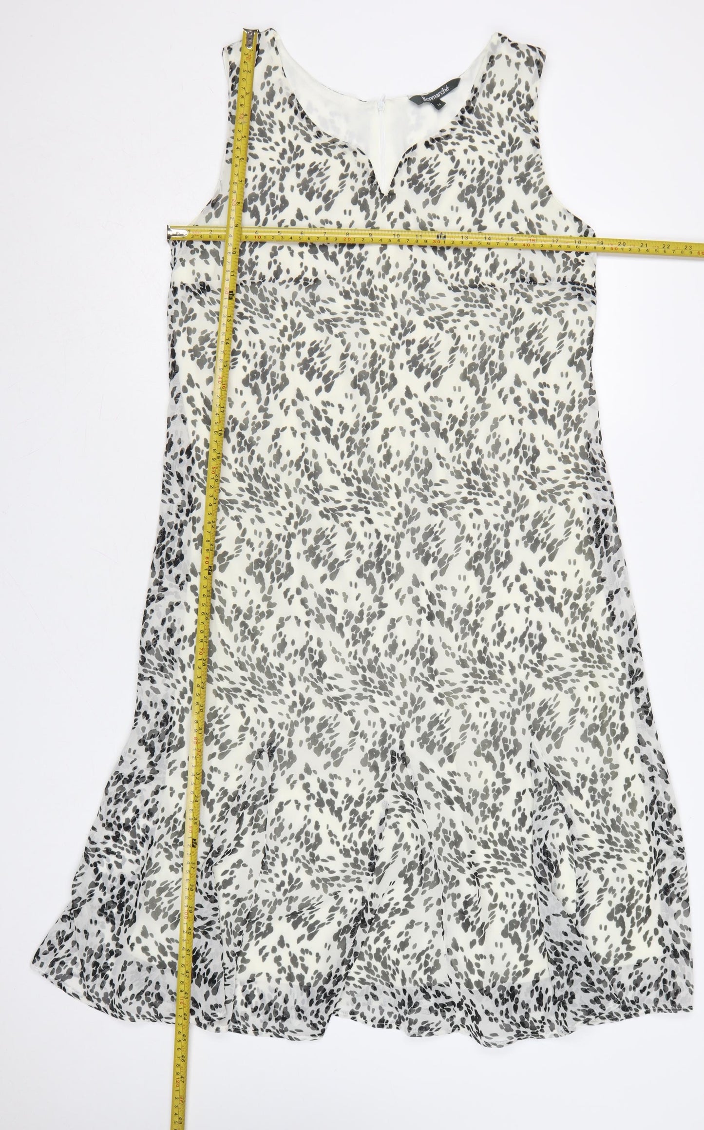 Bonmarché Women’s Grey Animal Print Sleeveless A-Line Dress Size 14