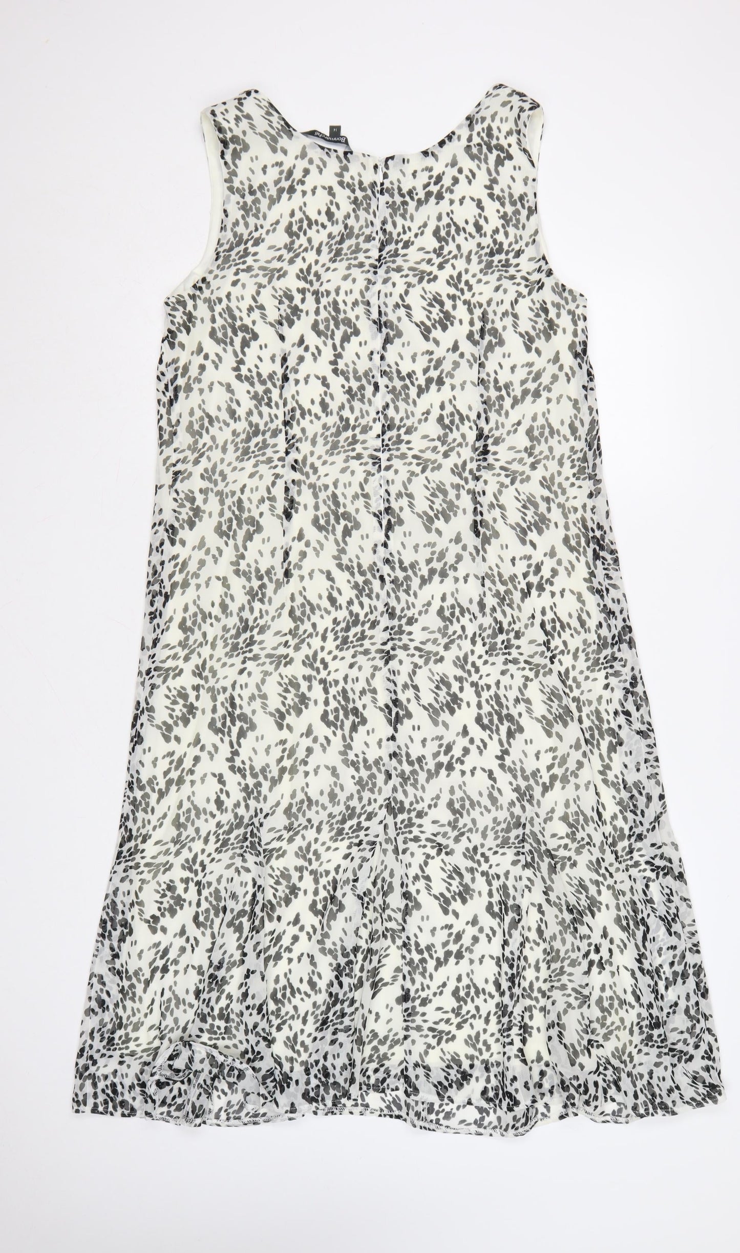 Bonmarché Women’s Grey Animal Print Sleeveless A-Line Dress Size 14