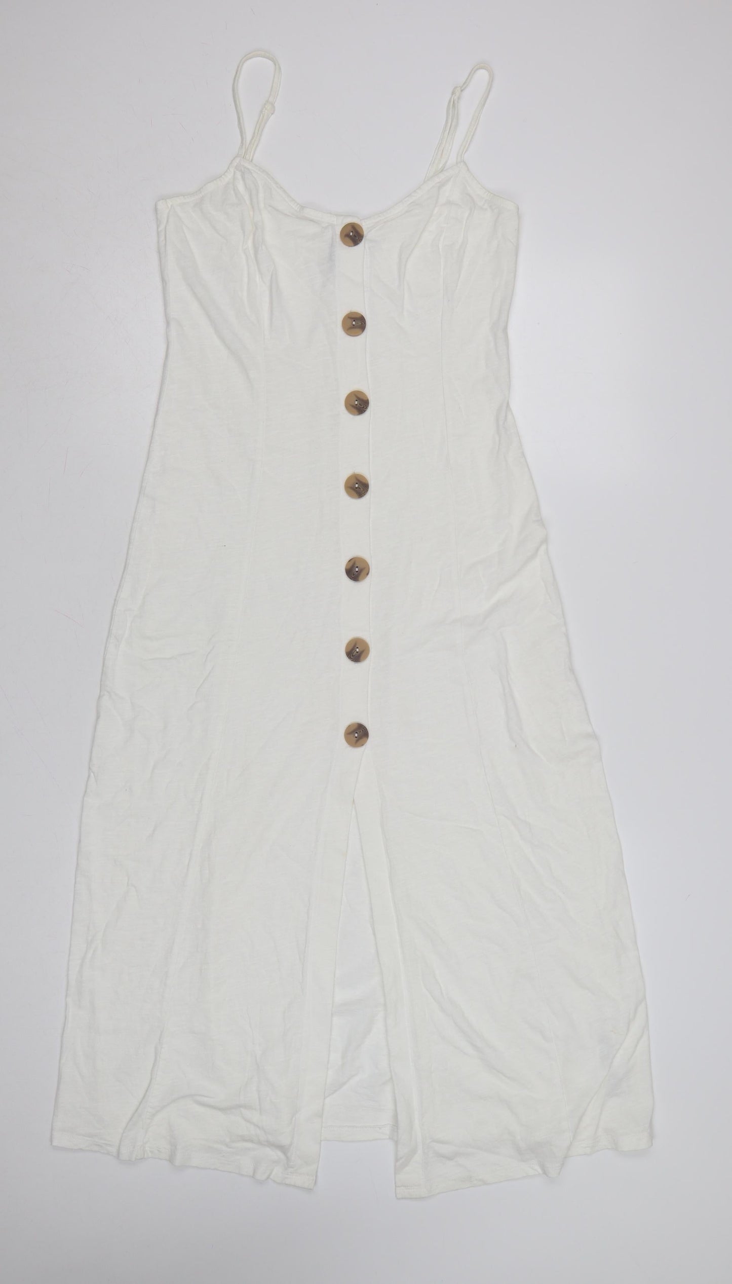 ASOS Women White Size 10 Midi Slip Dress Button Front Summer