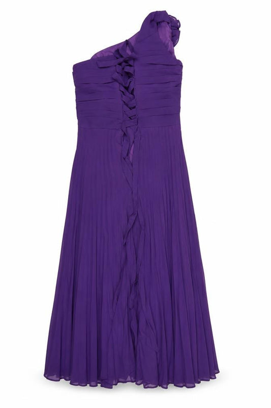 Grace Karin Women's Purple Long One Shoulder Chiffon Dress Size 12
