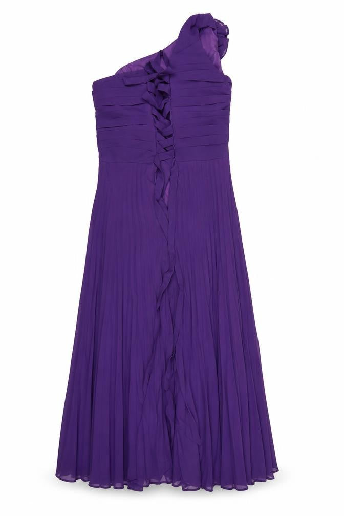Grace Karin Women's Purple Long One Shoulder Chiffon Dress Size 12