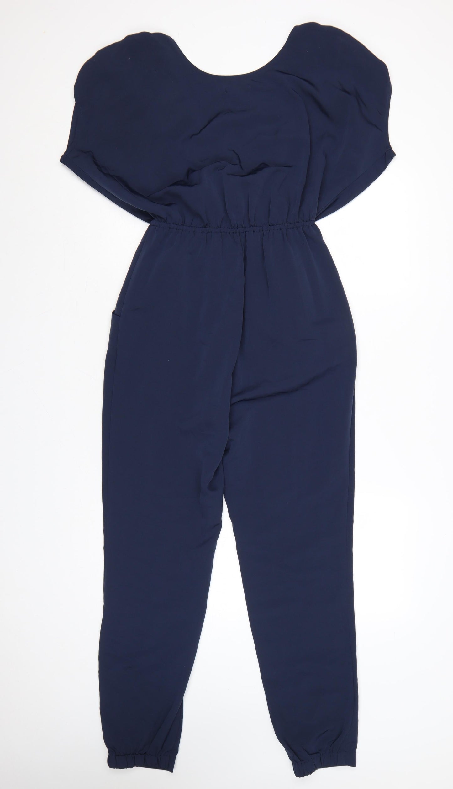 H&M Women’s Blue Tapered V-Neck Short Sleeve Jumpsuit Size 6